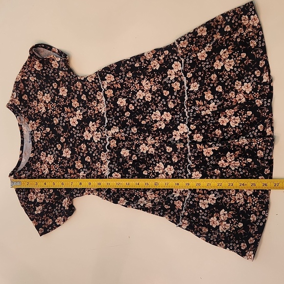 Old Navy Black Brown Floral Dress Medium 8 - Picture 6 of 7
